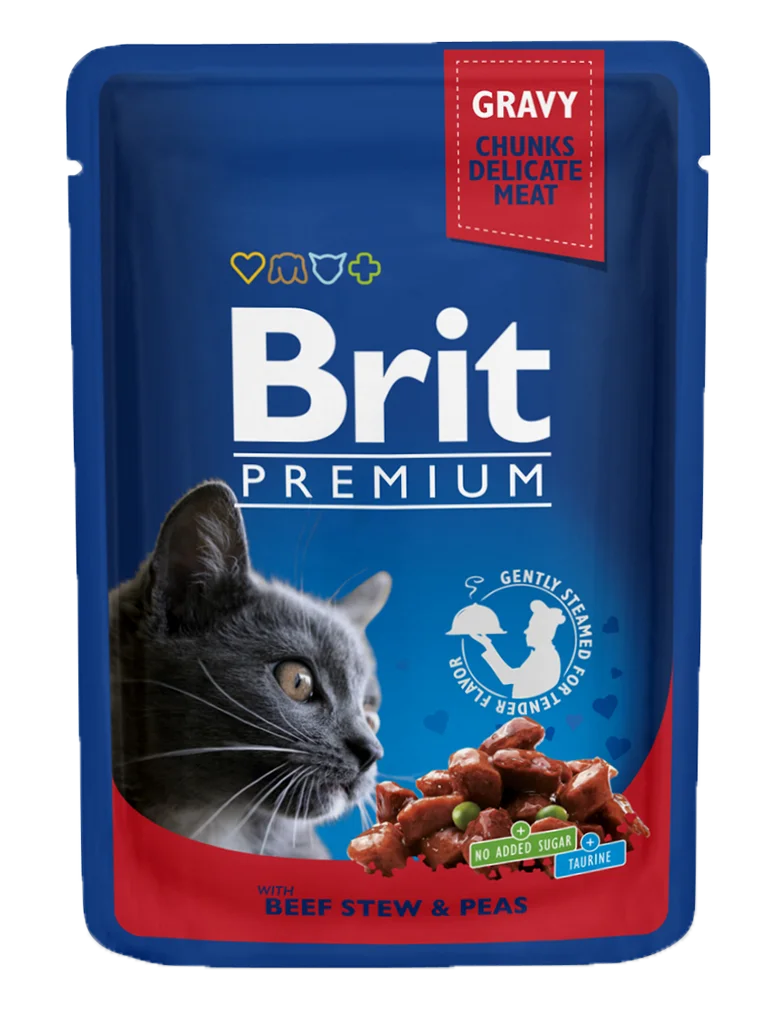 Brit Premium Konservai Katėms Beef Stew Peas Gravy