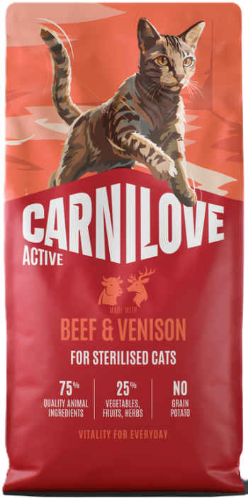 Carnilove Active Beef&Venison Adult Sterilised sausas maistas katėms
