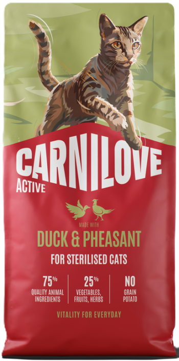 Carnilove Active Duck&Pheasant Adult Sterilised sausas maistas katėms