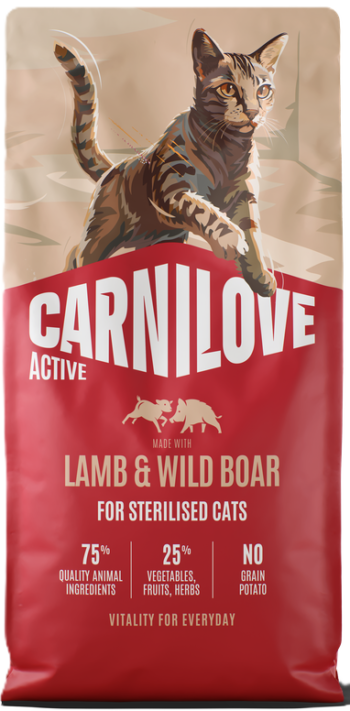 Carnilove Active Lamb&Wild Boar Adult Sterilised sausas maistas katėms