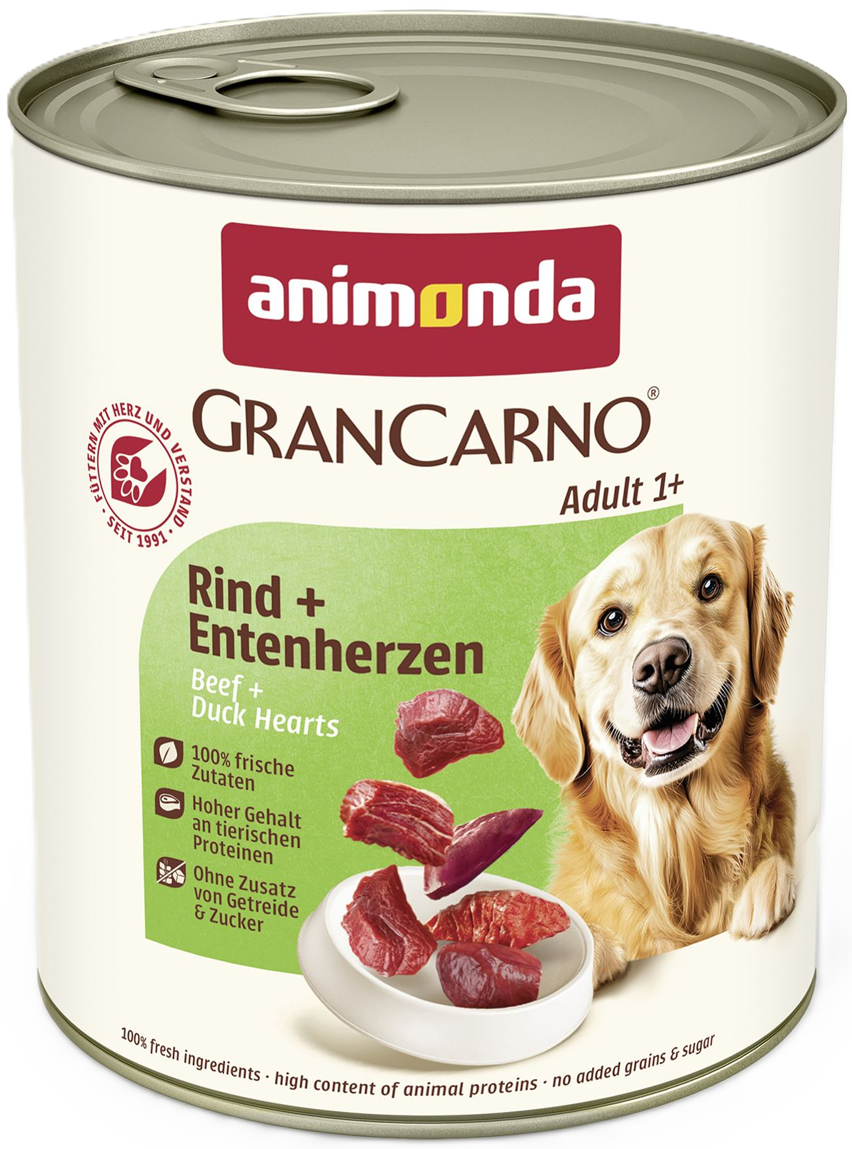 Animonda GranCarno Adult Rind und Entenherzen konservai šunims