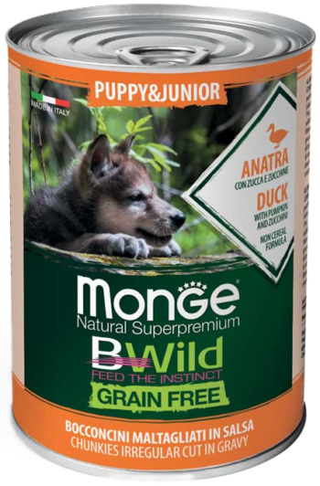 Monge BWILD Puppy&Junior Duck konservai šunims